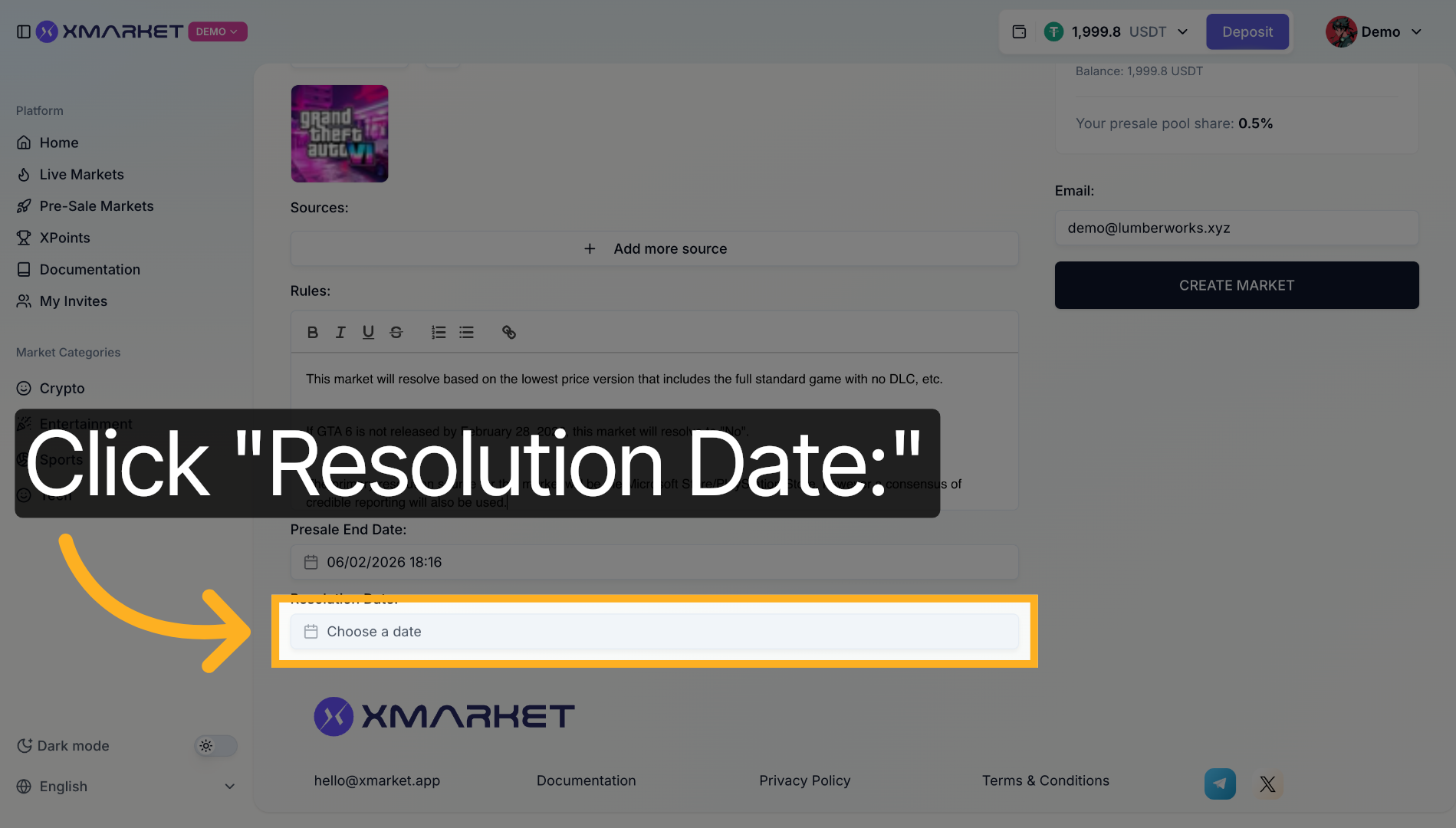 Resolution date calendar picker